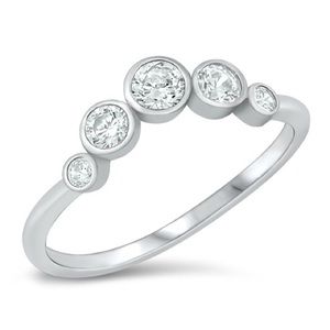 Diamond CZ Bezel Set Ring in Genuine 925 Sterling Silver